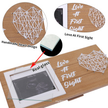 Amazon hot sale wholesale custom baby Ultrasonic wooden sign photo frame for souvenir